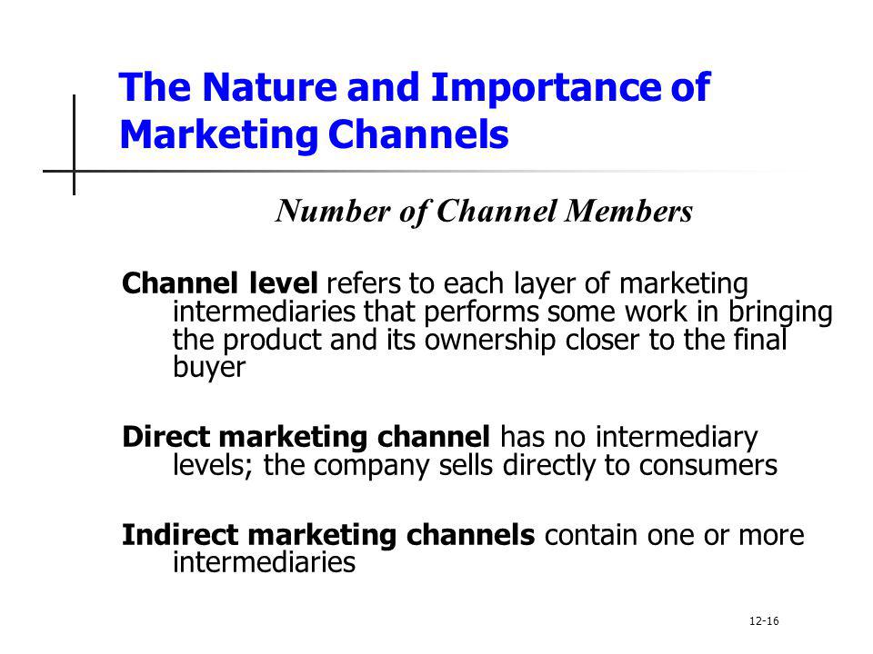 The Nature and Importance of Marketing Channels